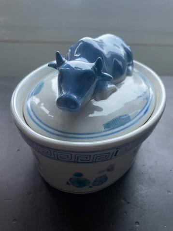 Vintage Chinees servies schaal met koe / pot met deksel beschikbaar voor biedingen