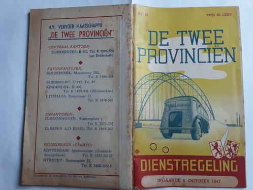 DE TWEE PROVINCIËN,RIDDERKERK, DIENSTREG. 6 OCTOBER 1947, Verzamelen, Spoorwegen en Tramwegen, Gebruikt, Bus of Metro, Boek of Tijdschrift