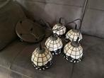 Prachtige Tiffany hanglamp 5 kelkjes, Huis en Inrichting, Ophalen of Verzenden, Gebruikt, Glas, 75 cm of meer