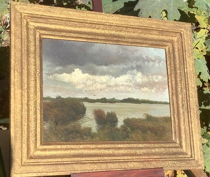 Landschap, water, meer, wolken, lucht, Kellenbach, Antiek en Kunst, Kunst | Schilderijen | Klassiek, Ophalen of Verzenden
