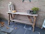 Op pottafel/ bijzettafel 156 cm breed., Tuin en Terras, Ophalen, Gebruikt, Rechthoekig, Hout
