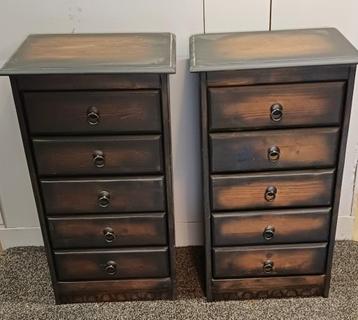 Nachtkastjes bijzettafels ladenkastjes donkerbruin zwart beschikbaar voor biedingen