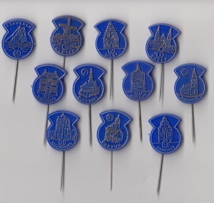Verzameling Friesland Elfstedentocht speldjes Schaatsen, Verzamelen, Speldjes, Pins en Buttons, Gebruikt, Speldje of Pin, Overige onderwerpen
