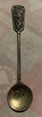 Antieke theelepel met munt als bak, Ophalen of Verzenden