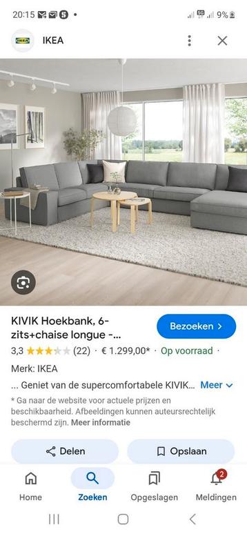 Ikea kivik hoekbank met wasbare licht grijze hoes 