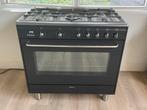 Smeg fornuis 5 pits wokbrander hetelucht oven 90 cm zwart, Witgoed en Apparatuur, Fornuizen, Ophalen, 60 cm of meer, Grill, Zo goed als nieuw