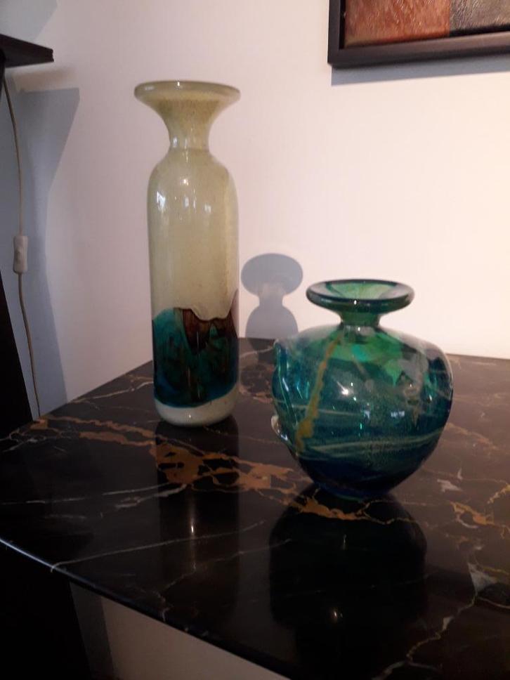 2 VINTAGE MDINA ( malta ) GESIGNEERDE GLASOBJECTEN I.Z.G.ST, Antiek en Kunst, Antiek | Glas en Kristal, Ophalen of Verzenden