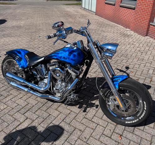 Harley Davidson Custom Chopper - Blauwe Vlammen, Motoren, Motoren | Harley-Davidson, Bedrijf, Chopper, 2 cilinders, Motorrijbewijs A