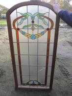 176,5hx89br Glas in lood raam eiken kader incl. kozijn, Antiek en Kunst, Ophalen