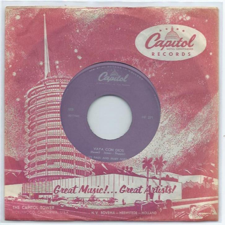 Les Paul and Mary Ford- Vaya con Dios, Cd's en Dvd's, Vinyl Singles, Gebruikt, Pop, Verzenden