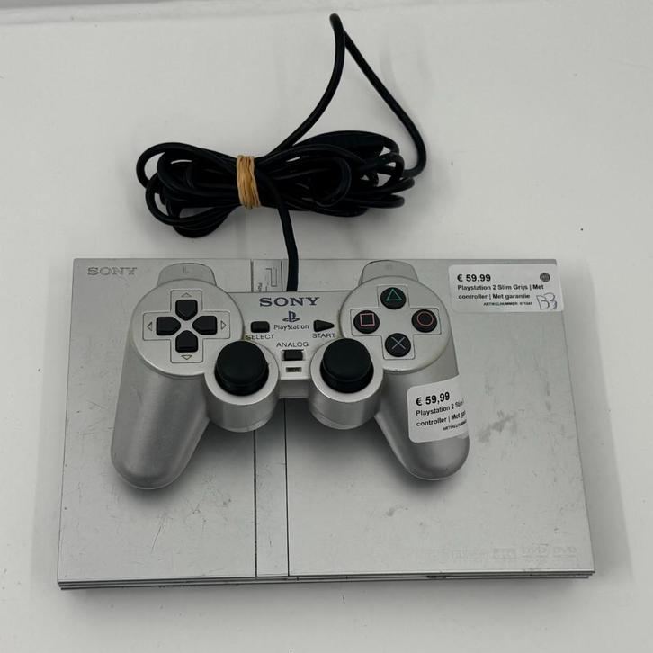 Playstation 2 Slim Grijs | Met controller | Met garantie, Spelcomputers en Games, Spelcomputers | Sony PlayStation 2, Gebruikt