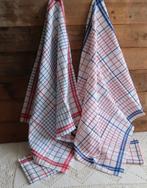 Nieuw 4 x vintage theedoek keukendoek 62 x 67 cm blauw rood, Huis en Inrichting, Ophalen of Verzenden, Nieuw, Blauw, Theedoek of Handdoek