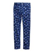 H&M kobalt blauw wit twill broek jeans slim fit bloemen 140, Broek, Meisje, H&M, Nieuw