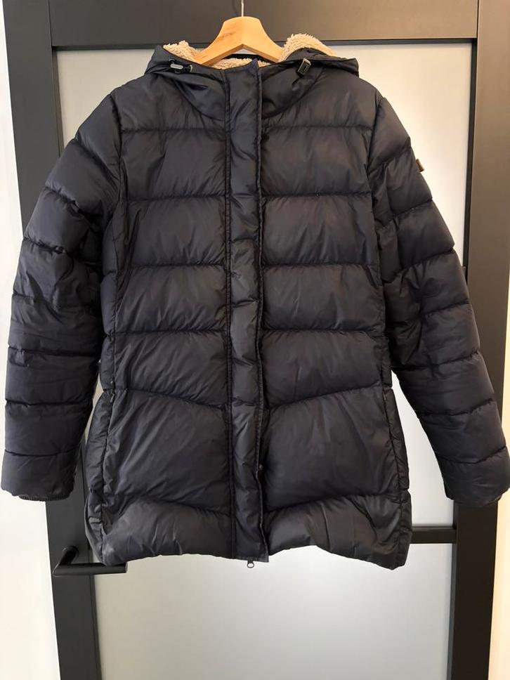 Mooie blauwe Moscow winterjas - Maat XL - scheur in zakken, Kleding | Dames, Jassen | Winter, Gedragen, Maat 46/48 (XL) of groter