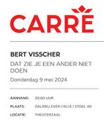 Bert vischer Carre 9 Mei 2 kaarten, Tickets en Kaartjes, Theater | Cabaret en Komedie, Mei, Twee personen