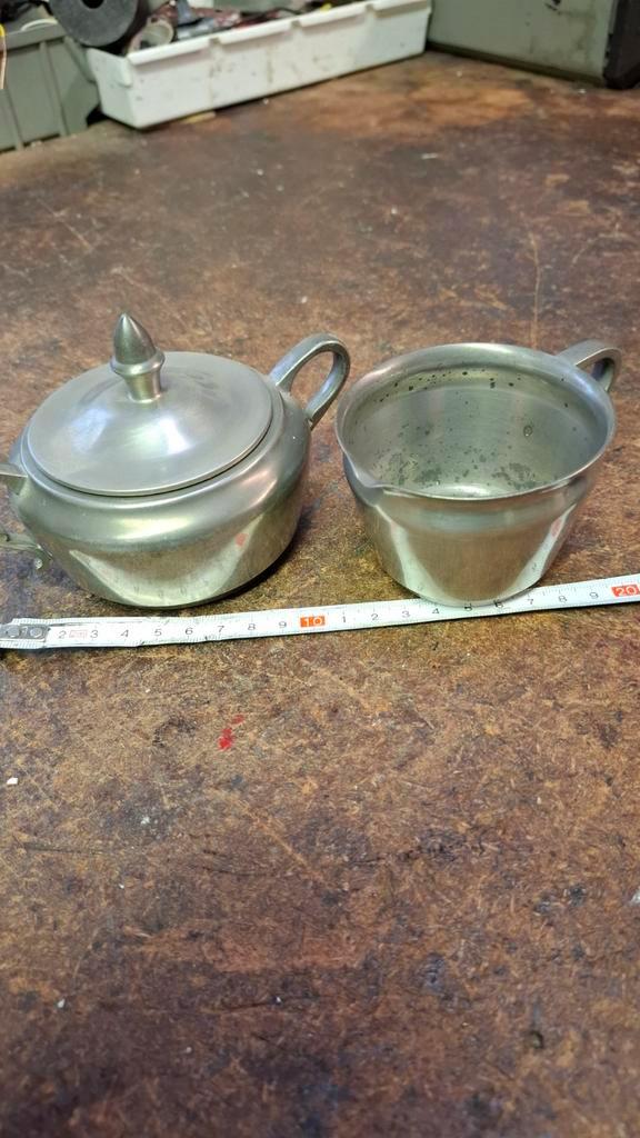 Gero Zilmeta Servies - Suikerpot en Melkkan, Antiek en Kunst, Antiek | Tin, Ophalen of Verzenden