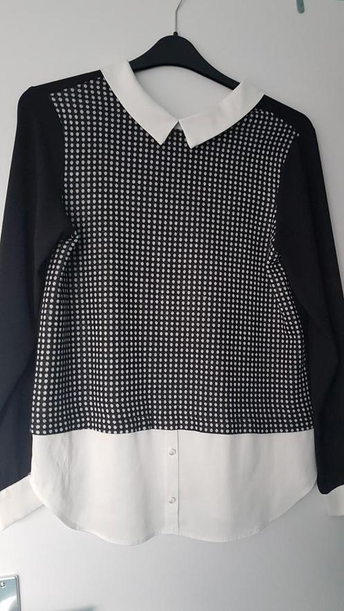 Zwart witte blouse Geisha 38 / M als nieuw, Kleding | Dames, Blouses en Tunieken, Zo goed als nieuw, Maat 38/40 (M), Zwart, Ophalen of Verzenden