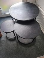 3 zwarte salontafels, Huis en Inrichting, Tafels | Salontafels, Ophalen, Gebruikt, 50 tot 100 cm, Rond