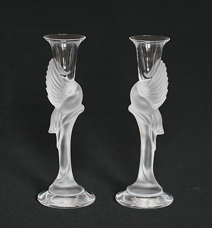 Carl Igor Faberge gespiegelde Kandelaars Sneeuwduif, Antiek en Kunst, Antiek | Glas en Kristal, Ophalen of Verzenden