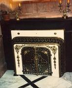 antieke kachelmantel, gietijzer en messing, Ophalen