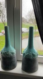 twee hele hoge PTMD siervazen siervaas vaas vazen keramiek, Ophalen, Blauw, Aardewerk of Porselein, Zo goed als nieuw