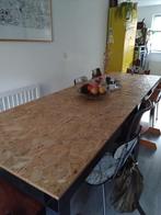 Grote unieke eettafel met stalen frame, Huis en Inrichting, Tafels | Eettafels, Ophalen, 200 cm of meer, 50 tot 100 cm, Zo goed als nieuw