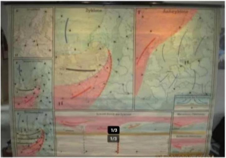 Mooie Retro Schoolkaart - Druk Temp Wind in West-Europa, Antiek en Kunst, Antiek | Schoolplaten, Aardrijkskunde, Ophalen