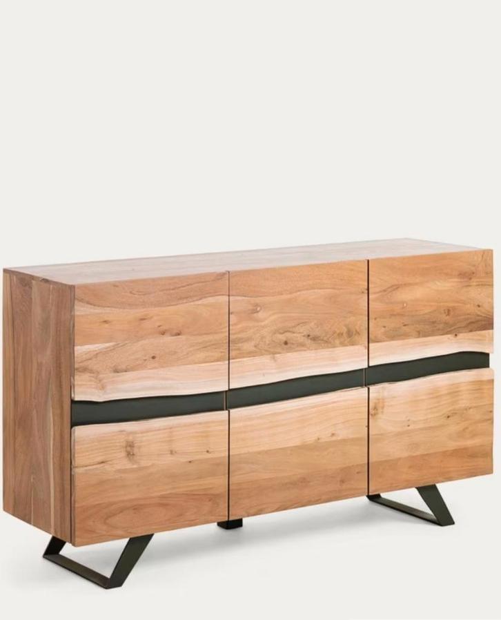 Nieuw dressoir merk Kave Home in doos! Acaciahout natural co, Huis en Inrichting, Kasten | Dressoirs, Nieuw, 100 tot 150 cm, 25 tot 50 cm