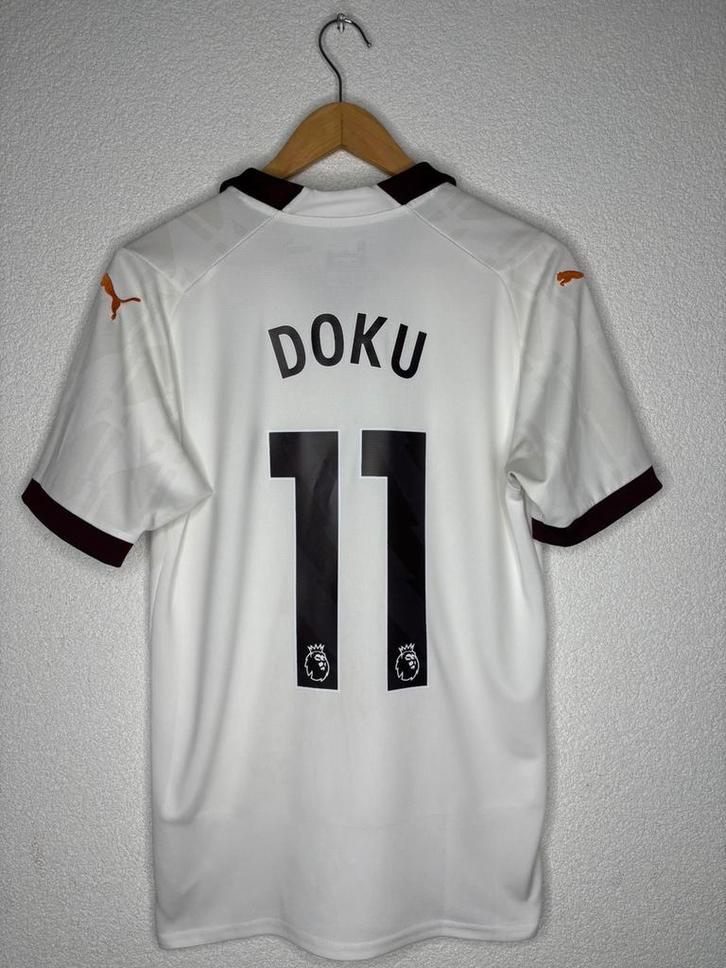 Manchester City uitshirt 2023/2024 Doku, Sport en Fitness, Voetbal, Zo goed als nieuw, Shirt, Maat S, Ophalen of Verzenden
