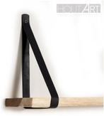 Suar wandplank met leren plankdragers