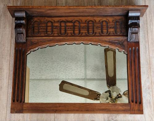Massief eiken houten spiegel jaren 50 vijftig, Antiek en Kunst, Antiek | Spiegels, Minder dan 100 cm, Rechthoekig, Ophalen