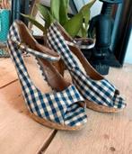 Retro geruite hakken - blauw / wit van sacha, maat 40, Kleding | Dames, Schoenen, Ophalen of Verzenden, Zo goed als nieuw, Blauw