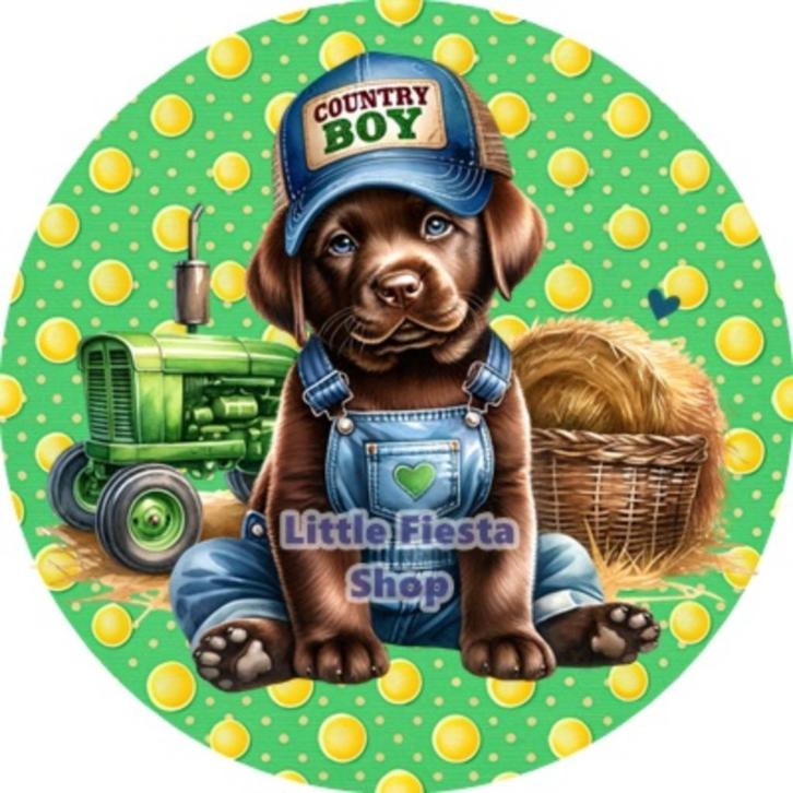 L1292 icing frosting hond tractor 18cm eetbare taart print, Hobby en Vrije tijd, Taarten en Cupcakes maken, Nieuw, Versiering