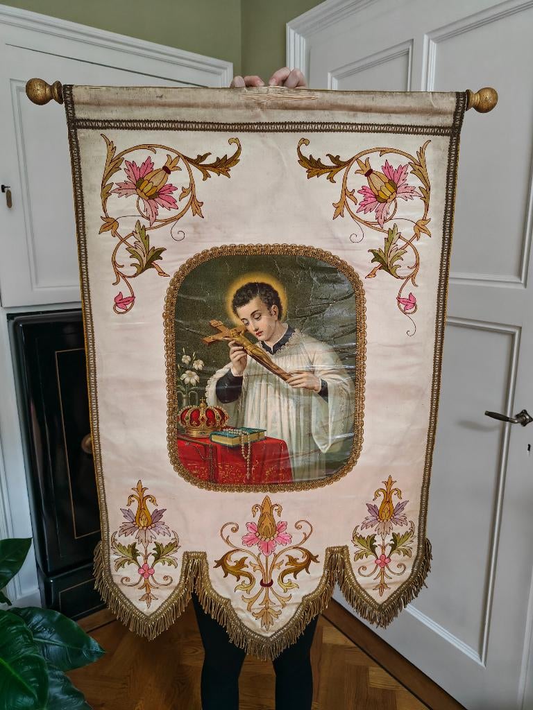 Antiek kerkvaandel ca. 1900 – St. Aloysius, Ophalen of Verzenden