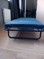 Opklapbed op wieltjes 80x190 - weinig gebruikt, Huis en Inrichting, Ophalen, Eenpersoons, Blauw, 190 cm of minder