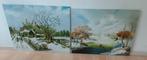 Wanddecoratie: 2 stillevens: winterlandschap. Niet ingelijst, Ophalen, Zo goed als nieuw