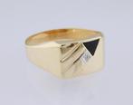 Brede 14 karaat Gouden Herenring Onyx edelsteen Diamant M23, Jw, Verzenden, Heer, Nieuw