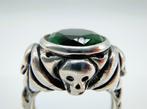 Jack Sparrow skull ring met groene steen, 21 mm, Verzenden, Heer, Zo goed als nieuw, Zilverwebsite.nl