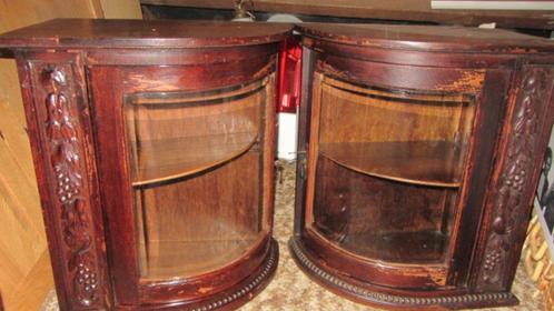 2 antieke kastjes, Huis en Inrichting, Kasten | Dressoirs, Gebruikt, 25 tot 50 cm, Met deur(en), Met plank(en), Eikenhout, Glas