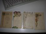 4 SCHITTERENDE Jugendstil menukaarten 1906-1909, Ophalen of Verzenden