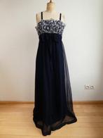 VINTAGE Hoffmann maxi gala jurk maat 40 blauw wit ZGAN, Maat 38/40 (M), Zo goed als nieuw, Onder de knie, Hoffmann Creation vintage