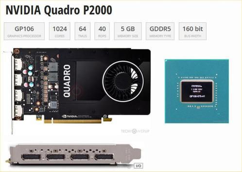 Nvidia Quadro P2000 5GB GDDR5 128-bit PCI Express 3.0, Computers en Software, Videokaarten, Zo goed als nieuw, Nvidia, PCI, GDDR5