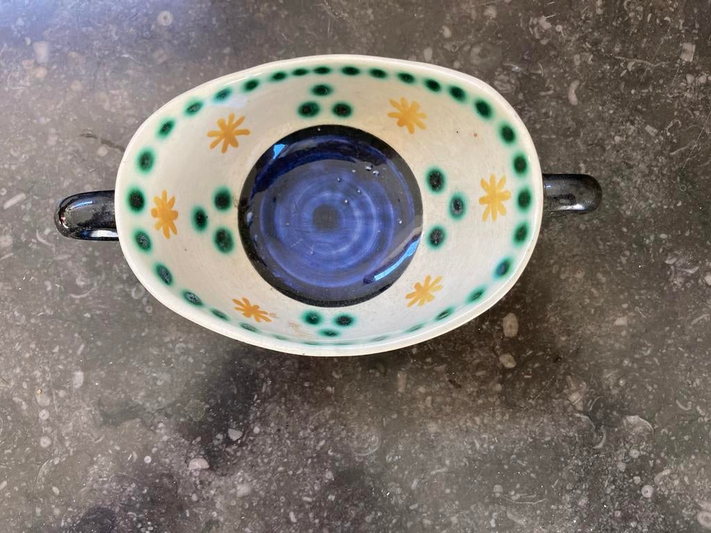 Vintage keramieken sauskom met handvatten, Antiek en Kunst, Ophalen of Verzenden