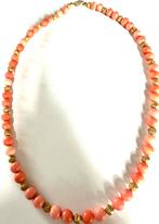 Angel skin koraal ketting met 14 krt gouden filigrain slotje, Gebruikt, Overige kleuren, Ophalen of Verzenden, Steen of Mineraal