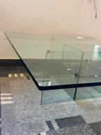 Mid-Century architectonische glazen salontafel Italië ’70, Vierkant, Ophalen of Verzenden, Italiaans design, Italiaans design