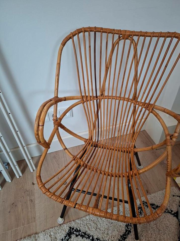 Jaren 50 60 stoel riet rietenstoel Rohe Noordwolde, Huis en Inrichting, Stoelen, Gebruikt, Eén, Bruin, Ophalen of Verzenden