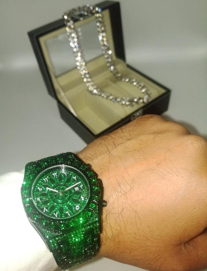 VVS+ CZ Horloge + Gratis Ketting - exclusief & vol prestige, Sieraden, Tassen en Uiterlijk, Horloges | Heren, Nieuw, Overige merken