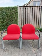 tweezits bankje rode stoffen bekleding, Ophalen, Gebruikt, Minder dan 75 cm, Vintage