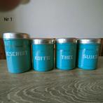 EMAILLE MINTGROENE BUSSENSET MET GOUDEN BIES., Ophalen of Verzenden