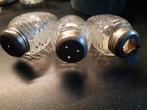 3 glazen dennenappels voor peper, zout en tandenstokers, Antiek en Kunst, Ophalen of Verzenden